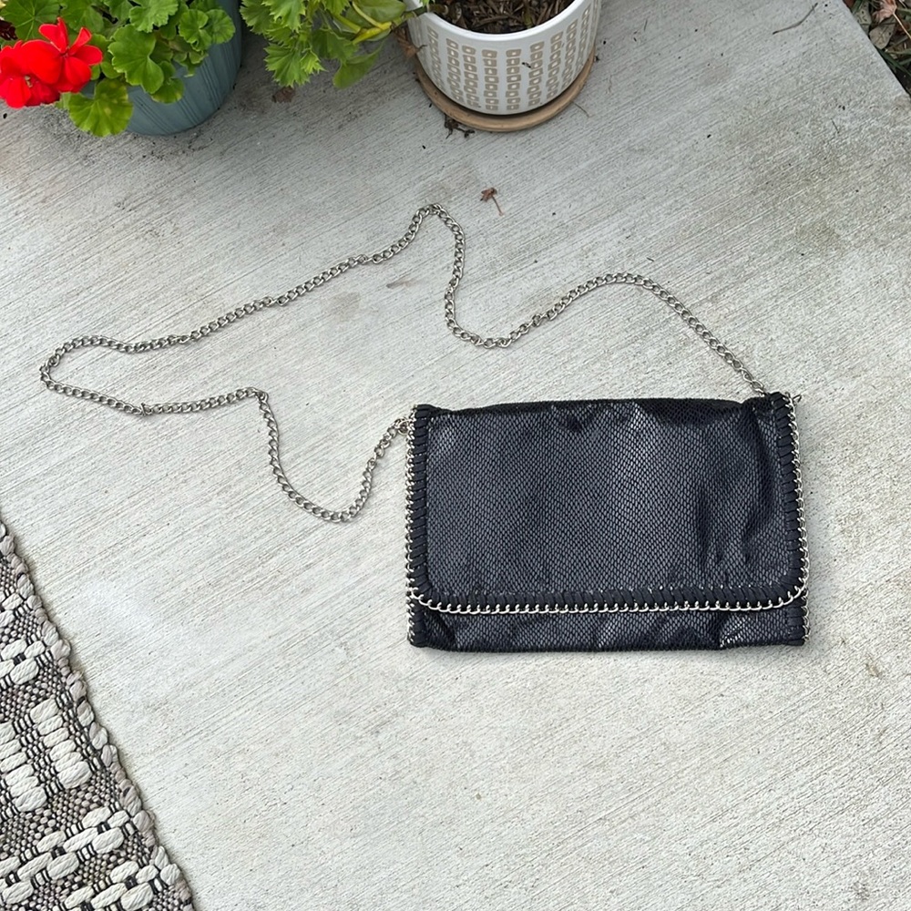 Black mini purse with adjustable chain